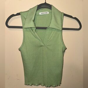 Caution To The Wind green Ribbed Tank Top